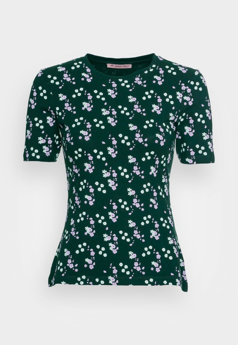 Anna Field Flash Sale Print T-Skjorte Dame Grønn | NO-OTCAY-0164