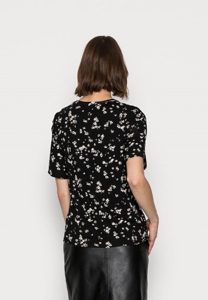 Anna Field Flash Sale Print T-Skjorte Dame Svarte | NO-MWIOH-3549