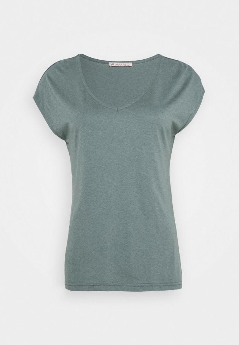 Anna Field Hot Sale Basic T-Skjorte Dame Grønn | NO-HECPV-3984