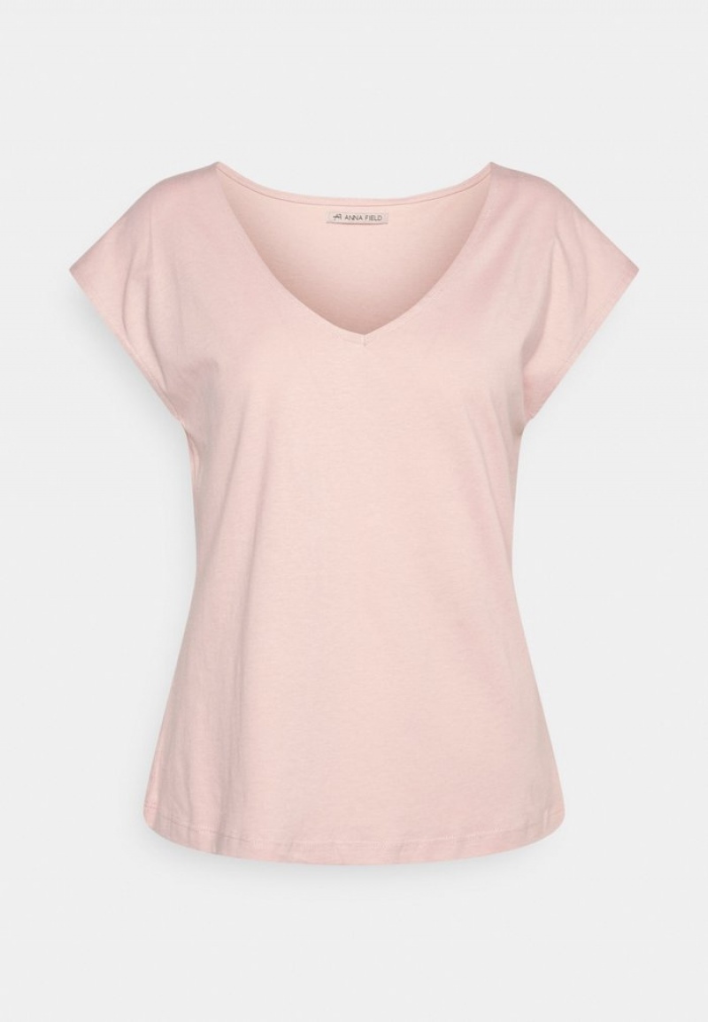 Anna Field Hot Sale Basic T-Skjorte Dame Lyse Rosa | NO-KHQPY-1275