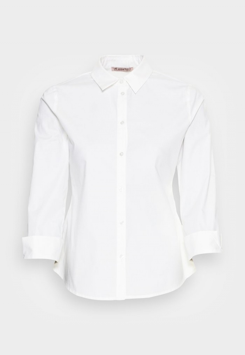 Anna Field Hot Sale Button-Down Bluse Dame Hvite | NO-UVSGN-4782