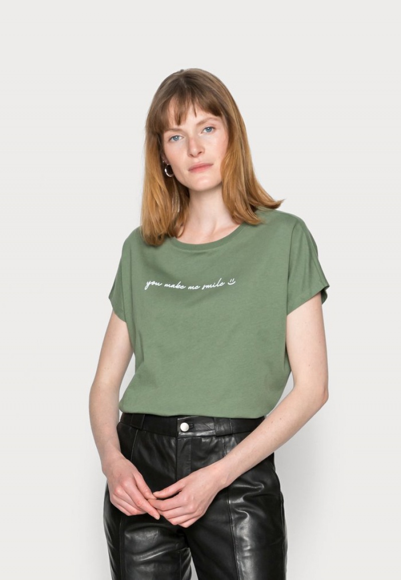 Anna Field Hot Sale Francesca Print T-Skjorte Dame Grønn | NO-HYWNZ-4798