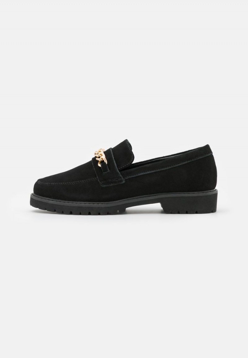 Anna Field Hot Sale Komfort Leather Slip-Ons Lave Sko Dame Svarte | NO-RNSOU-3785