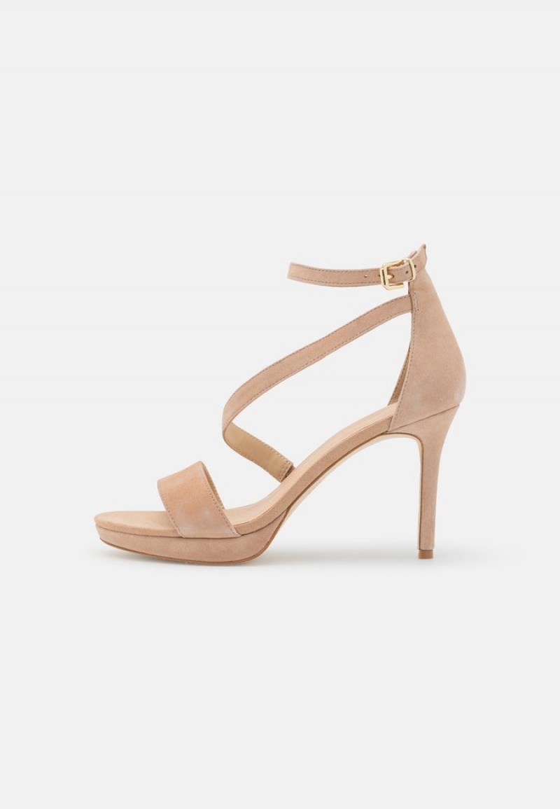 Anna Field Hot Sale Leather High Hælene Sandaler Dame Beige | NO-TPRVJ-5618