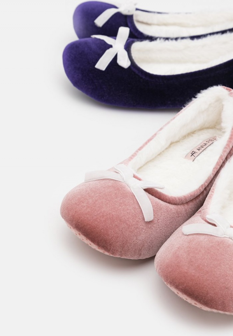 Anna Field New 2 Pack Slippers Ballerinasko Dame Mørke Blå | NO-EUOKF-9701