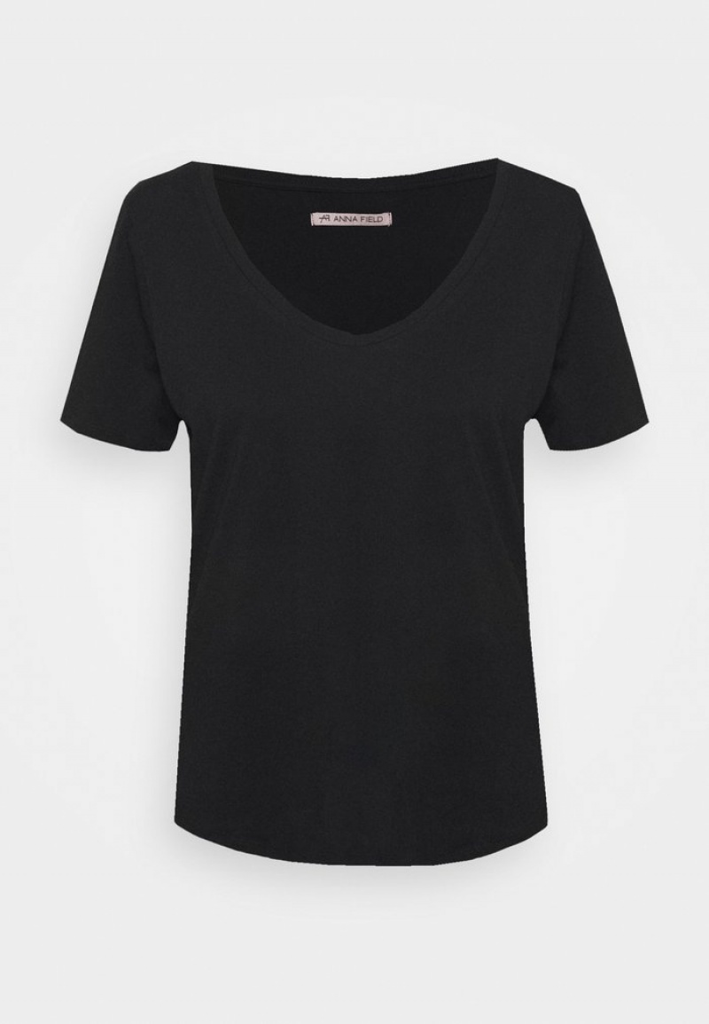 Anna Field New Basic T-Skjorte Dame Svarte | NO-GTBXN-8510