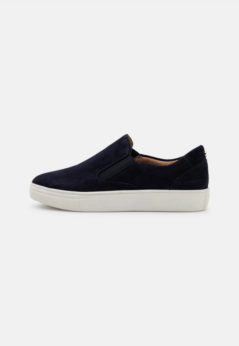 Anna Field New Komfort Leather Slip-Ons Lave Sko Dame Mørke Blå | NO-ELPNU-8703