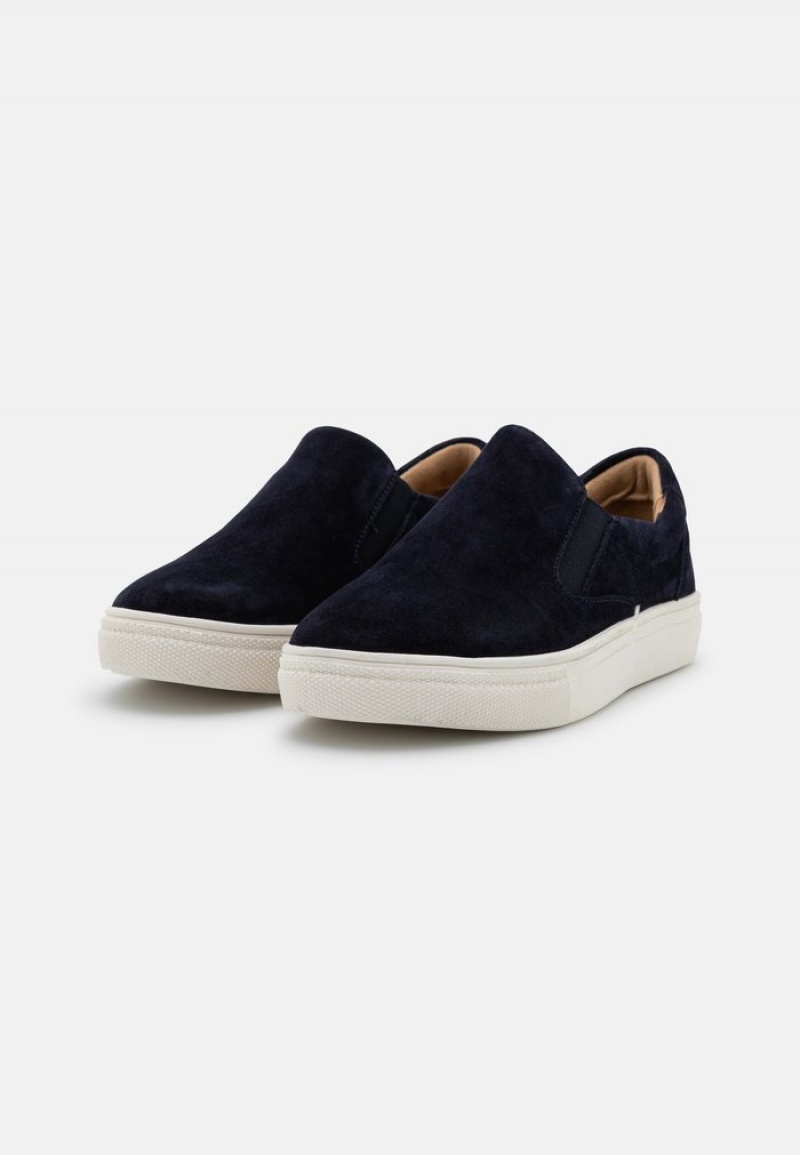 Anna Field New Komfort Leather Slip-Ons Lave Sko Dame Mørke Blå | NO-ELPNU-8703