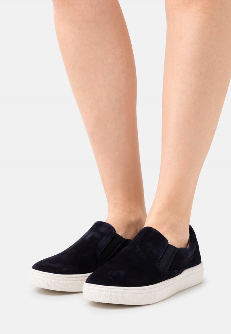 Anna Field New Komfort Leather Slip-Ons Lave Sko Dame Mørke Blå | NO-ELPNU-8703