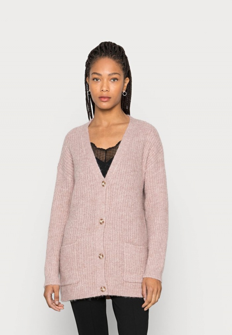 Anna Field New Long With Pocket Cardigan Dame Rosa | NO-UKEMV-3702