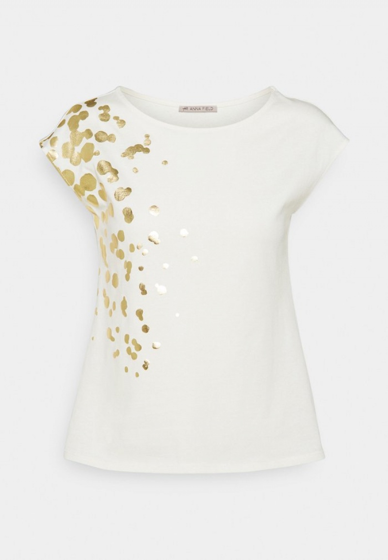 Anna Field New Print T-Skjorte Dame Beige | NO-NPUVW-1827