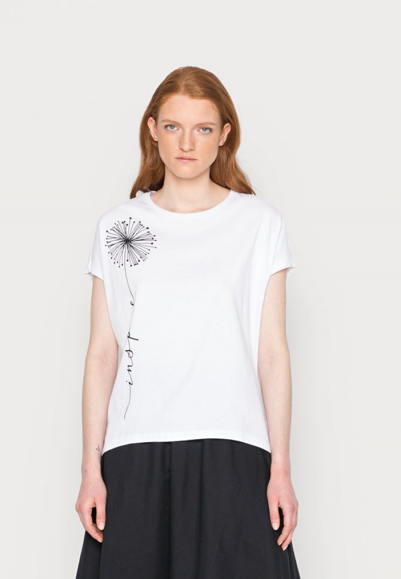 Anna Field New Print T-Skjorte Dame Hvite | NO-JDFUN-8540