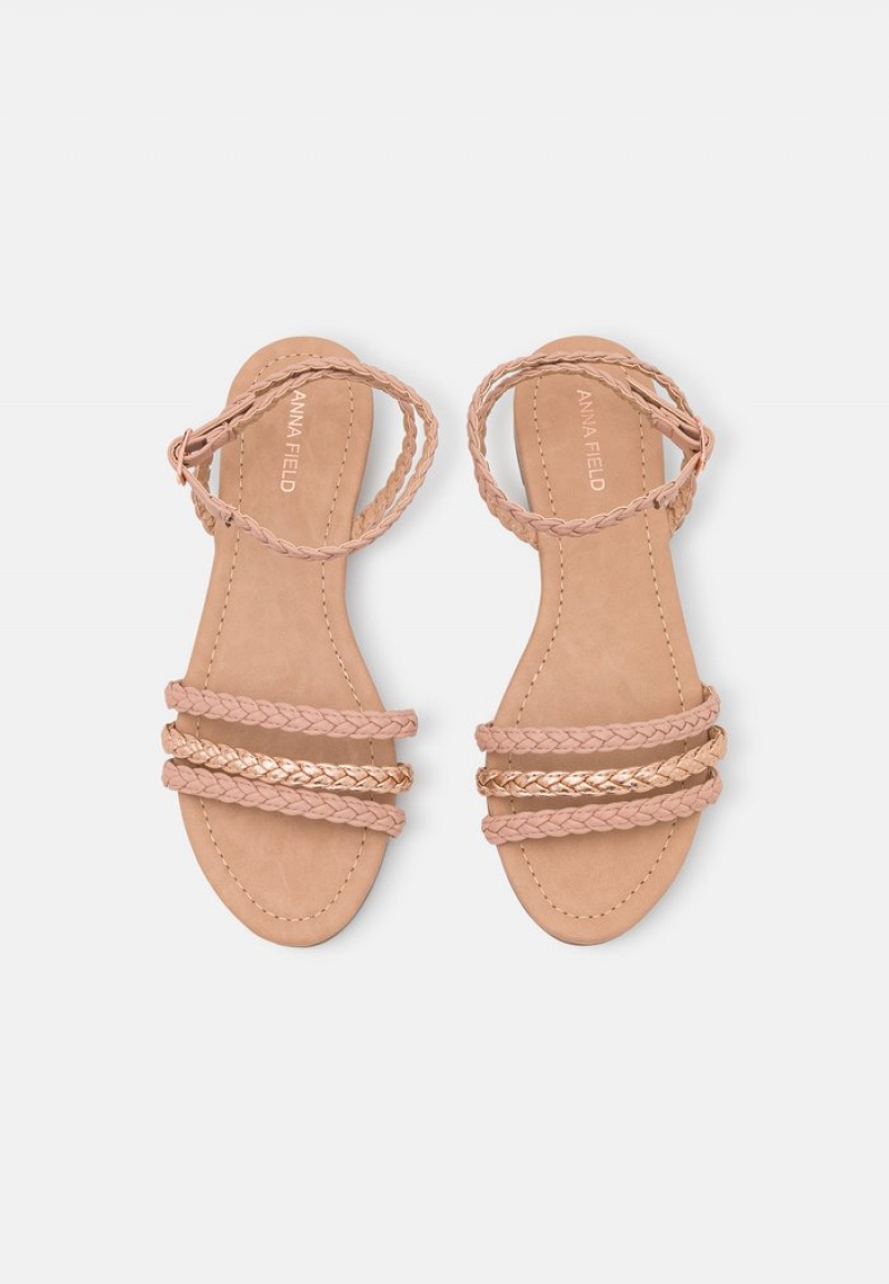 Anna Field New Sandaler Dame Rosa Gull | NO-FBVHX-1036