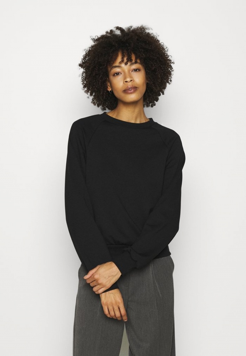 Anna Field Outlet Basic Clean Crew Neck Sweatshirt Sweatshirt Pullover Dame Svarte | NO-DOFAI-6207