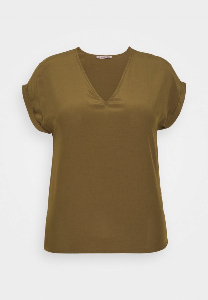 Anna Field Outlet Basic T-Skjorte Dame Khaki | NO-BCEXG-3685