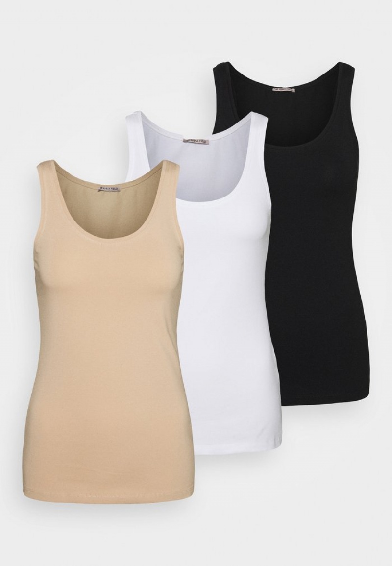 Anna Field Outlet Basic Tank 3Er Pack Top T-Skjorte Dame Svarte | NO-PFLTQ-6230