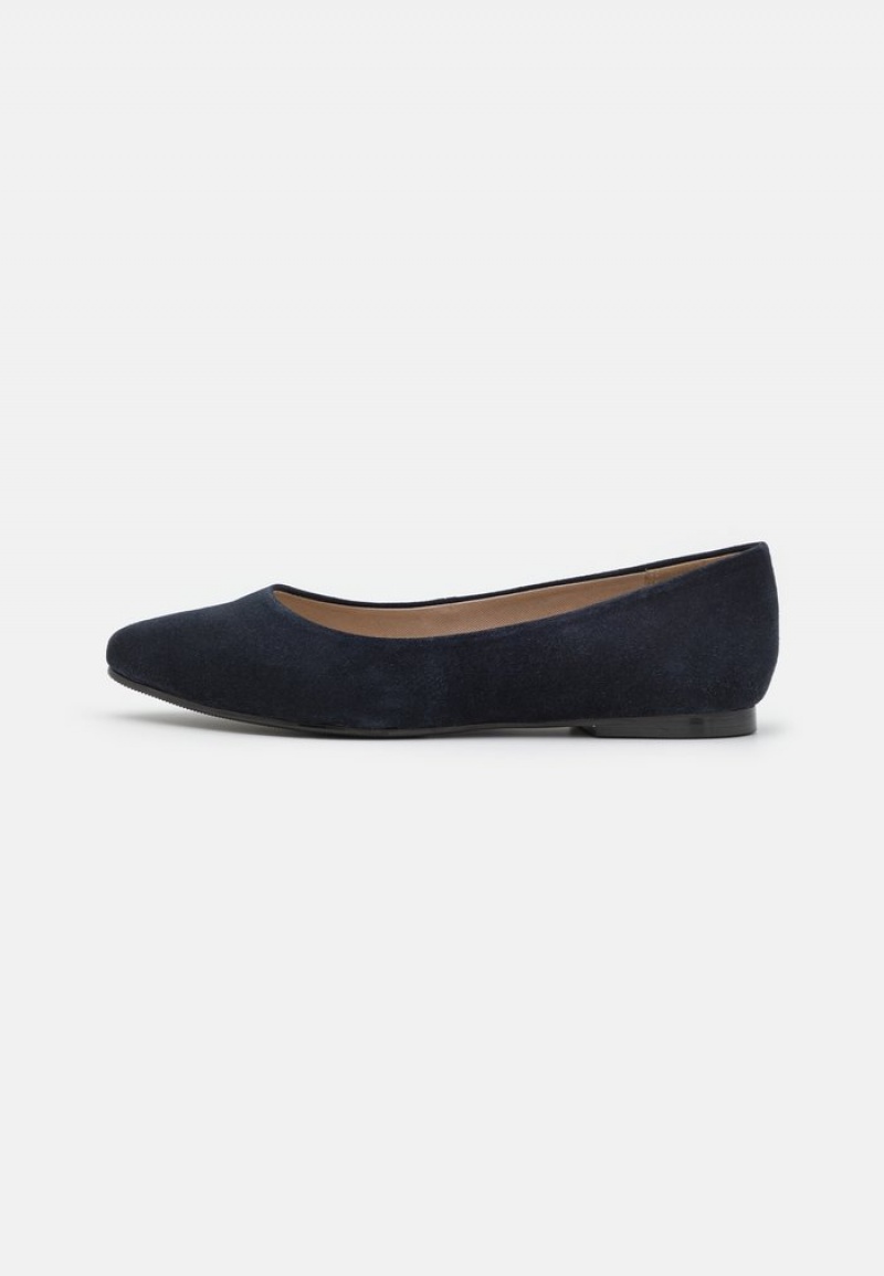 Anna Field Outlet Leather Ballet Pumps Ballerinasko Dame Mørke Blå | NO-JLYTK-8460