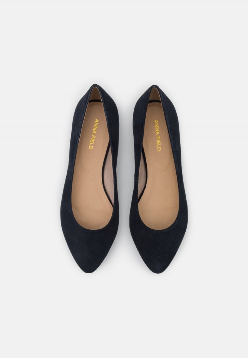 Anna Field Outlet Leather Ballet Pumps Ballerinasko Dame Mørke Blå | NO-JLYTK-8460