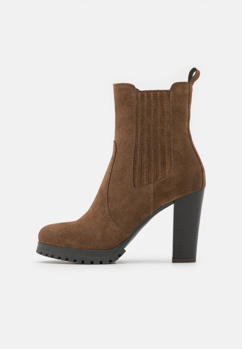 Anna Field Outlet Leather High Hælene Støvletter Dame Brune | NO-ZAIOV-2935