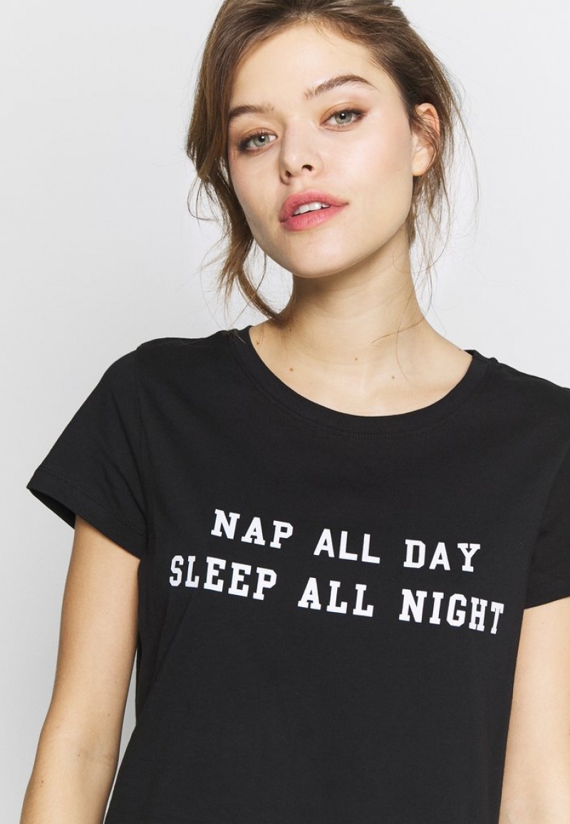 Anna Field Outlet Nap All Day Nightie Nattkjole Dame Svarte | NO-SXIHF-9760