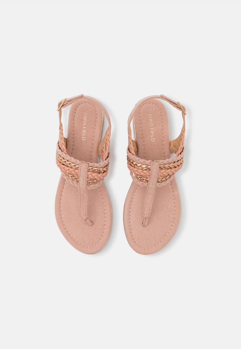 Anna Field Outlet T-Bar Sandaler Dame Rosa Gull | NO-LODGW-8510