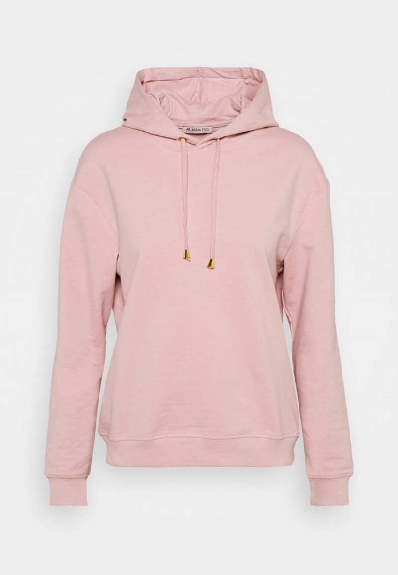 Anna Field Promo Basic Loose Hoodie With Gold Trim Hoodie Pullover Dame Rosa | NO-ELAHD-4975