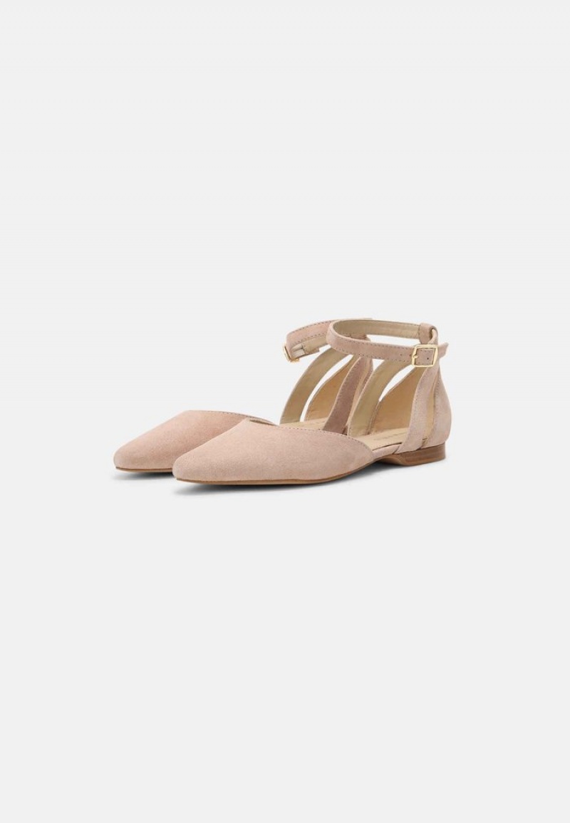 Anna Field Promo Leather Ankle Reima Ballet Pumps Ballerinasko Dame Beige | NO-OCIZV-7168