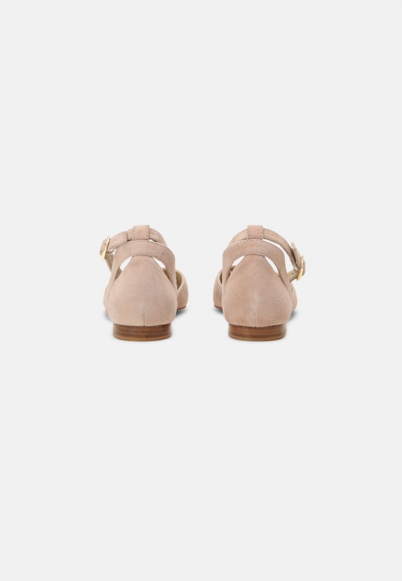 Anna Field Promo Leather Ankle Reima Ballet Pumps Ballerinasko Dame Beige | NO-OCIZV-7168