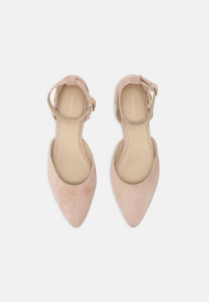 Anna Field Promo Leather Ankle Reima Ballet Pumps Ballerinasko Dame Beige | NO-OCIZV-7168