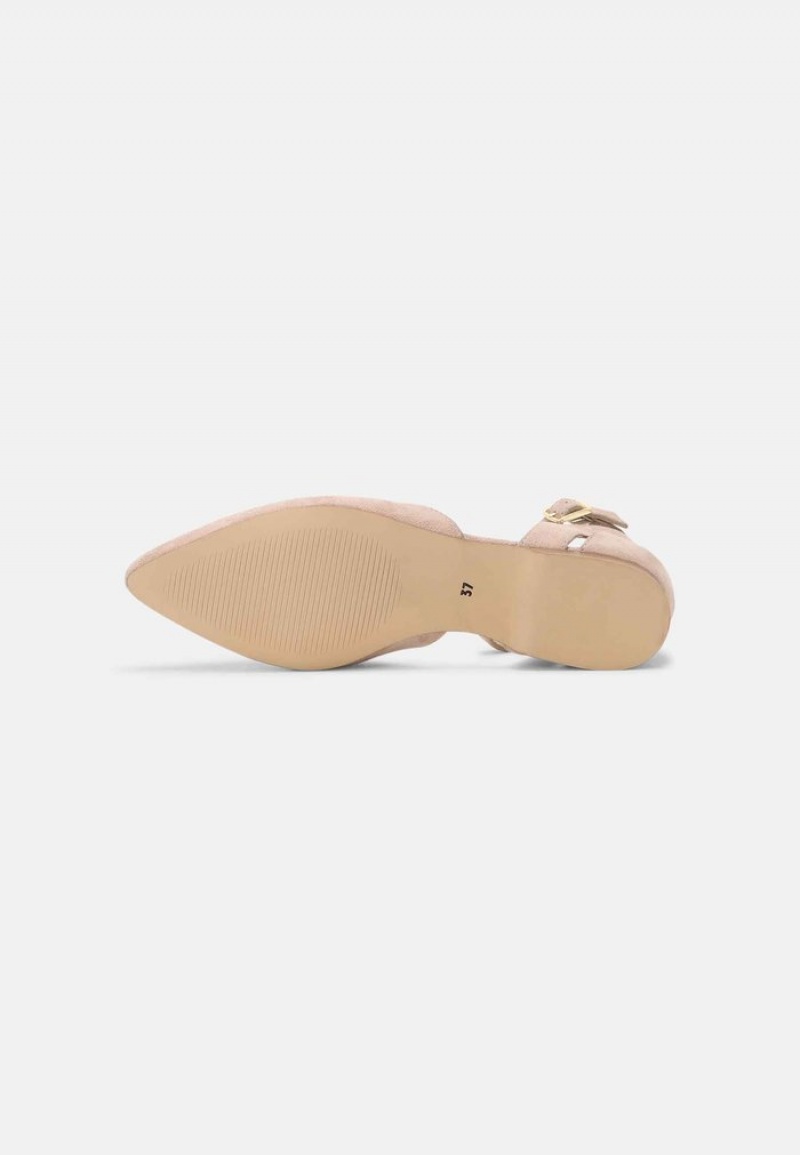 Anna Field Promo Leather Ankle Reima Ballet Pumps Ballerinasko Dame Beige | NO-OCIZV-7168