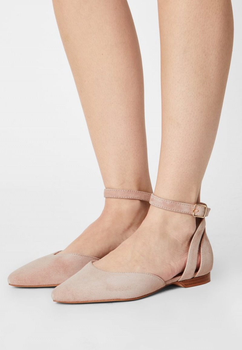 Anna Field Promo Leather Ankle Reima Ballet Pumps Ballerinasko Dame Beige | NO-OCIZV-7168