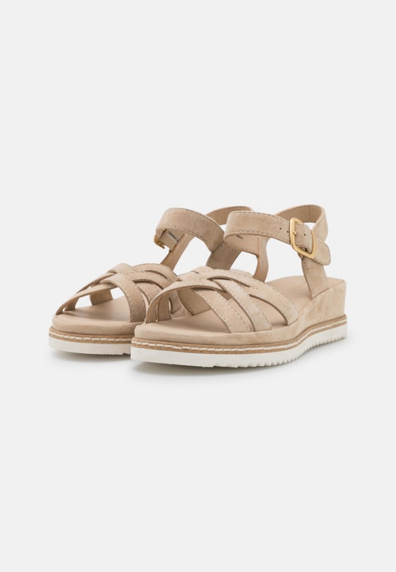 Anna Field Promo Leather Wedge Sandaler Dame Beige | NO-QJRSP-5164