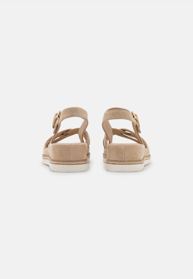 Anna Field Promo Leather Wedge Sandaler Dame Beige | NO-QJRSP-5164