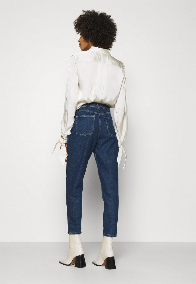 Anna Field Promo Mom Fit Jeans Tapered Fit Bukser Dame Blå | NO-MKSPY-8475