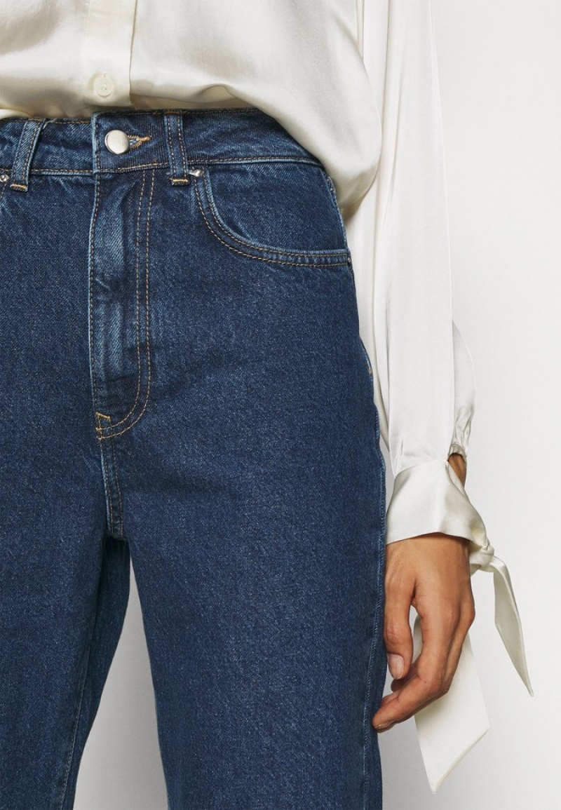 Anna Field Promo Mom Fit Jeans Tapered Fit Bukser Dame Blå | NO-MKSPY-8475