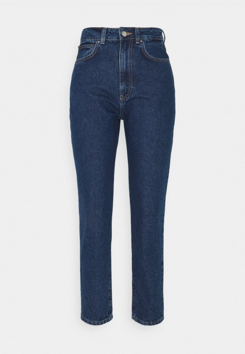 Anna Field Promo Mom Fit Jeans Tapered Fit Bukser Dame Blå | NO-MKSPY-8475