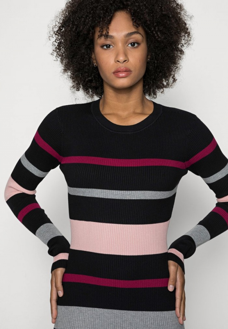 Anna Field Promo Regular Fit Stripes Jumper Kjole Dame Svarte | NO-PUYAT-0596