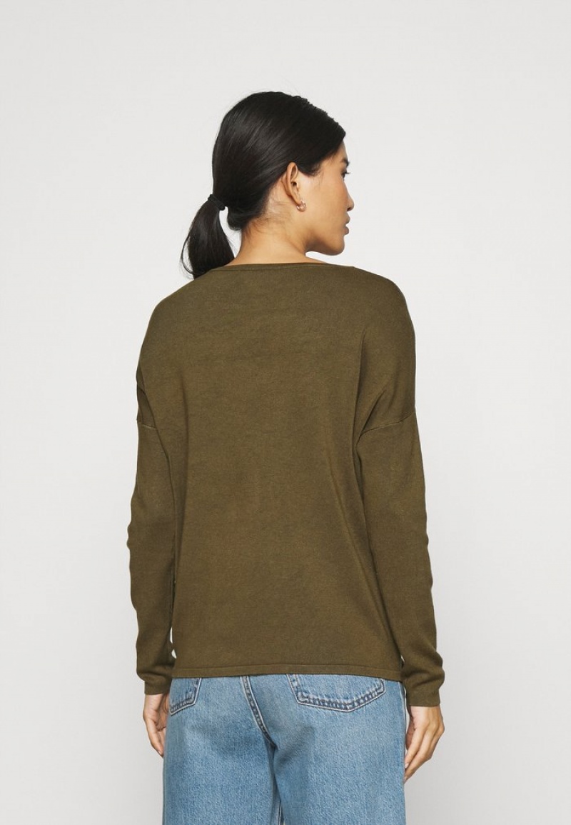 Anna Field Promo Relaxed Båt Neck Jumper Pullover Dame Olivengrønne | NO-ZFBUA-5620