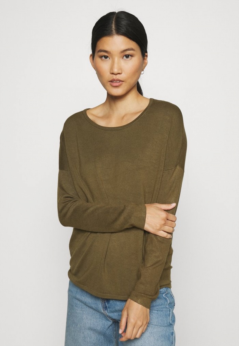 Anna Field Promo Relaxed Båt Neck Jumper Pullover Dame Olivengrønne | NO-ZFBUA-5620