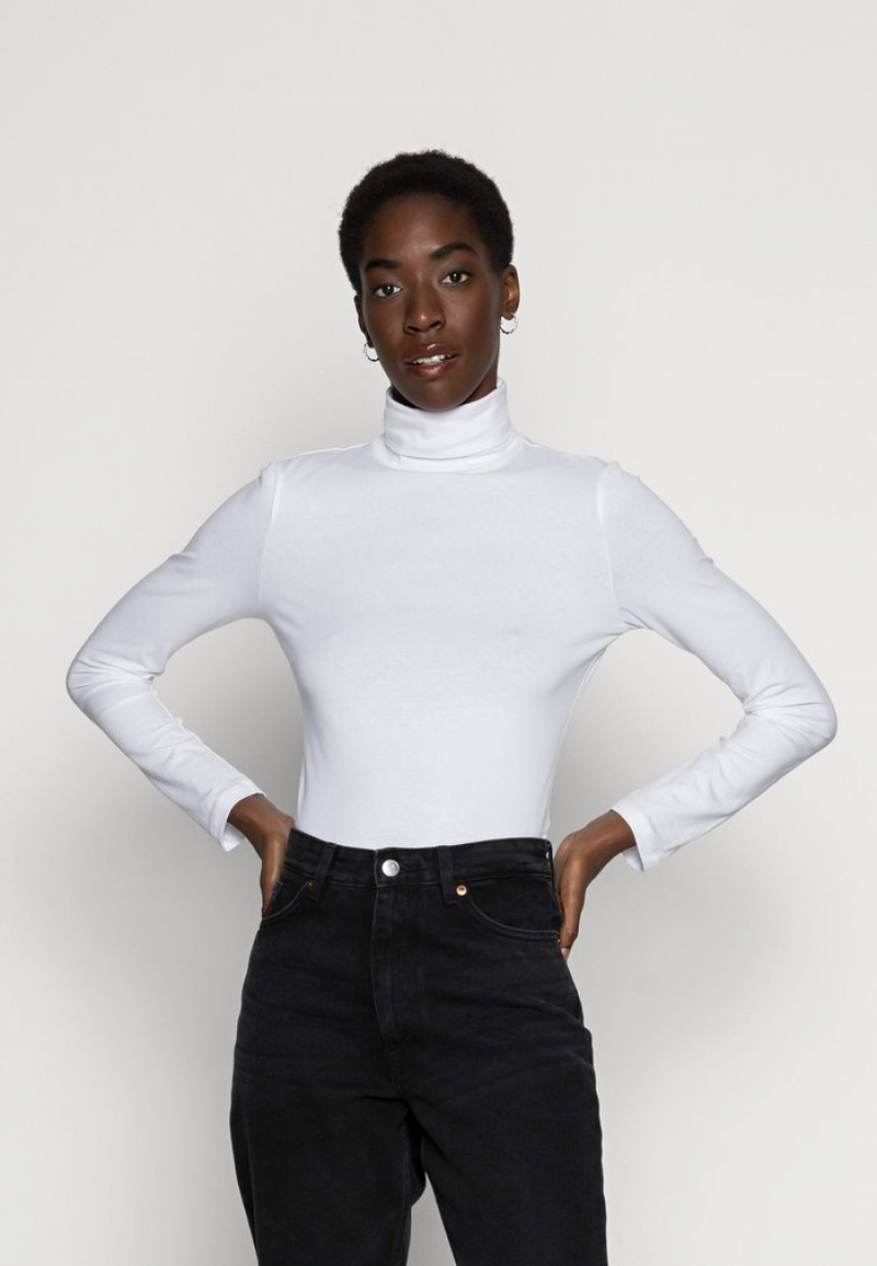 Anna Field Top 10 Basic Roll Neck Langermet Dame Hvite | NO-GVUSM-8693