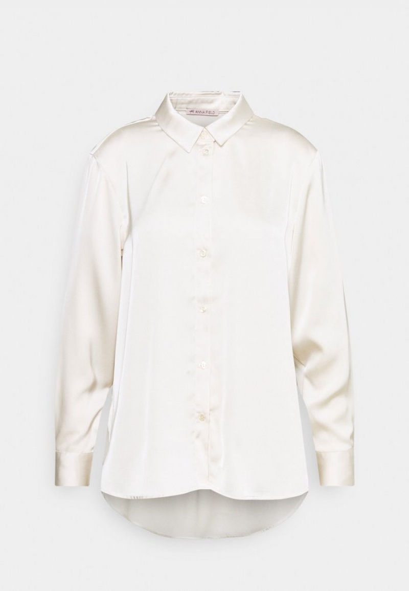 Anna Field Top 10 Button-Down Bluse Dame Beige | NO-IPNUJ-6193