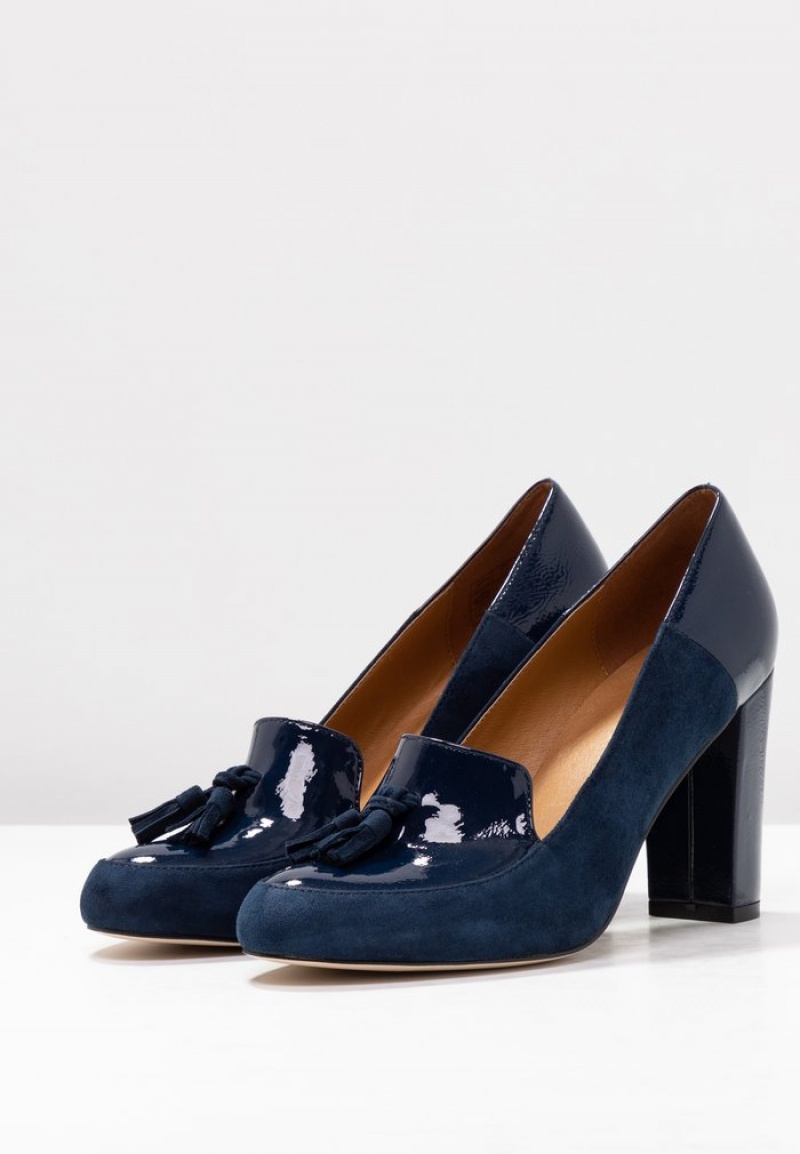 Anna Field Top 10 Leather Classic Heels Pumps Dame Mørke Blå | NO-FAQRP-4782