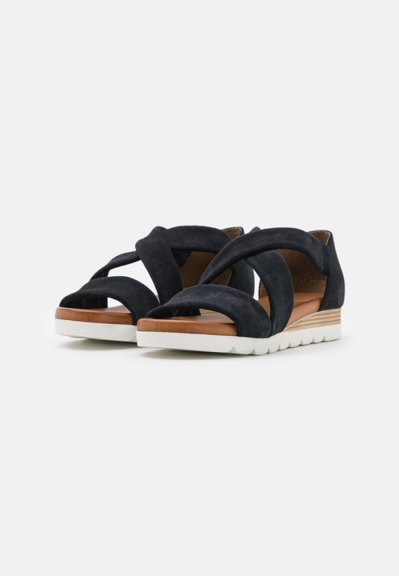 Anna Field Top 10 Leather Platform Sandaler Dame Mørke Blå | NO-IXYAZ-9653