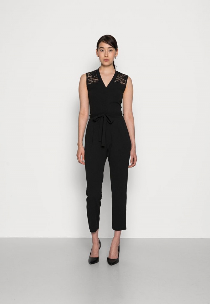 Anna Field Top 10 Occasion V Neck Belted Ermeløse Jumpsuit Dame Svarte | NO-IOCJF-7961