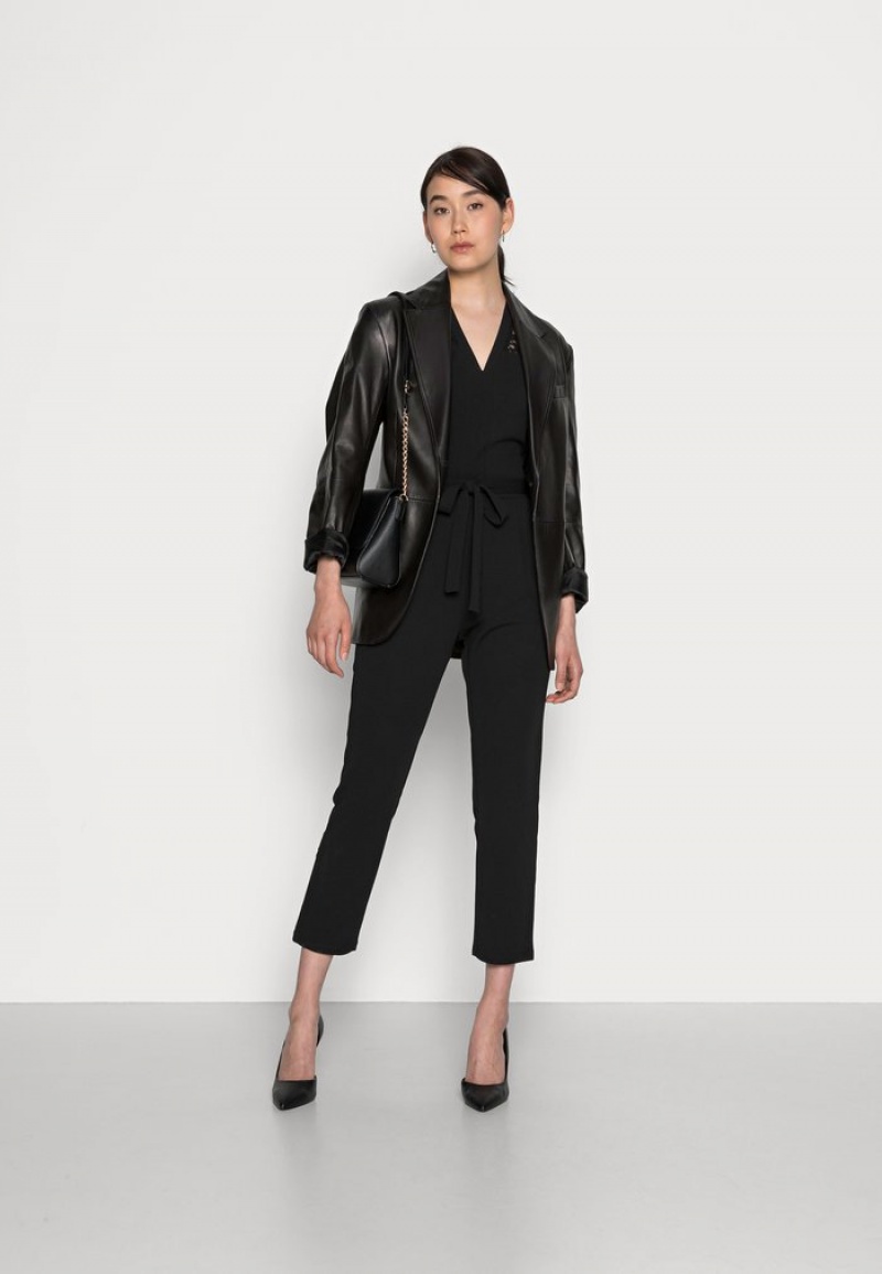 Anna Field Top 10 Occasion V Neck Belted Ermeløse Jumpsuit Dame Svarte | NO-IOCJF-7961