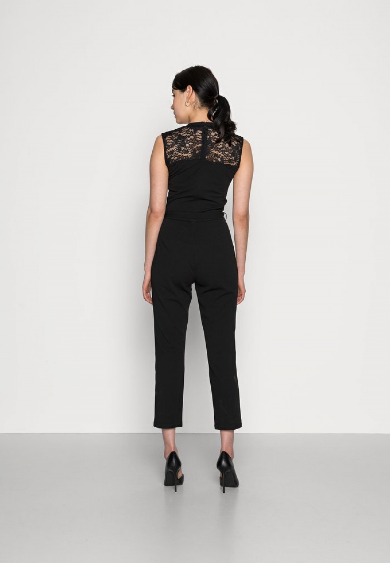 Anna Field Top 10 Occasion V Neck Belted Ermeløse Jumpsuit Dame Svarte | NO-IOCJF-7961