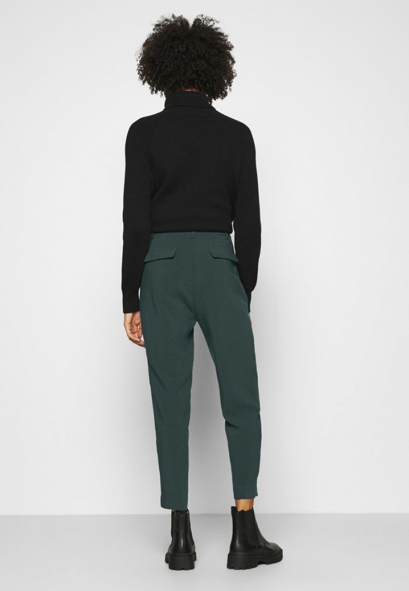 Anna Field Wholesale Basic Bussiness Pants With Pintucks Bukser Dame Mørke Grønn | NO-NBRJY-6417