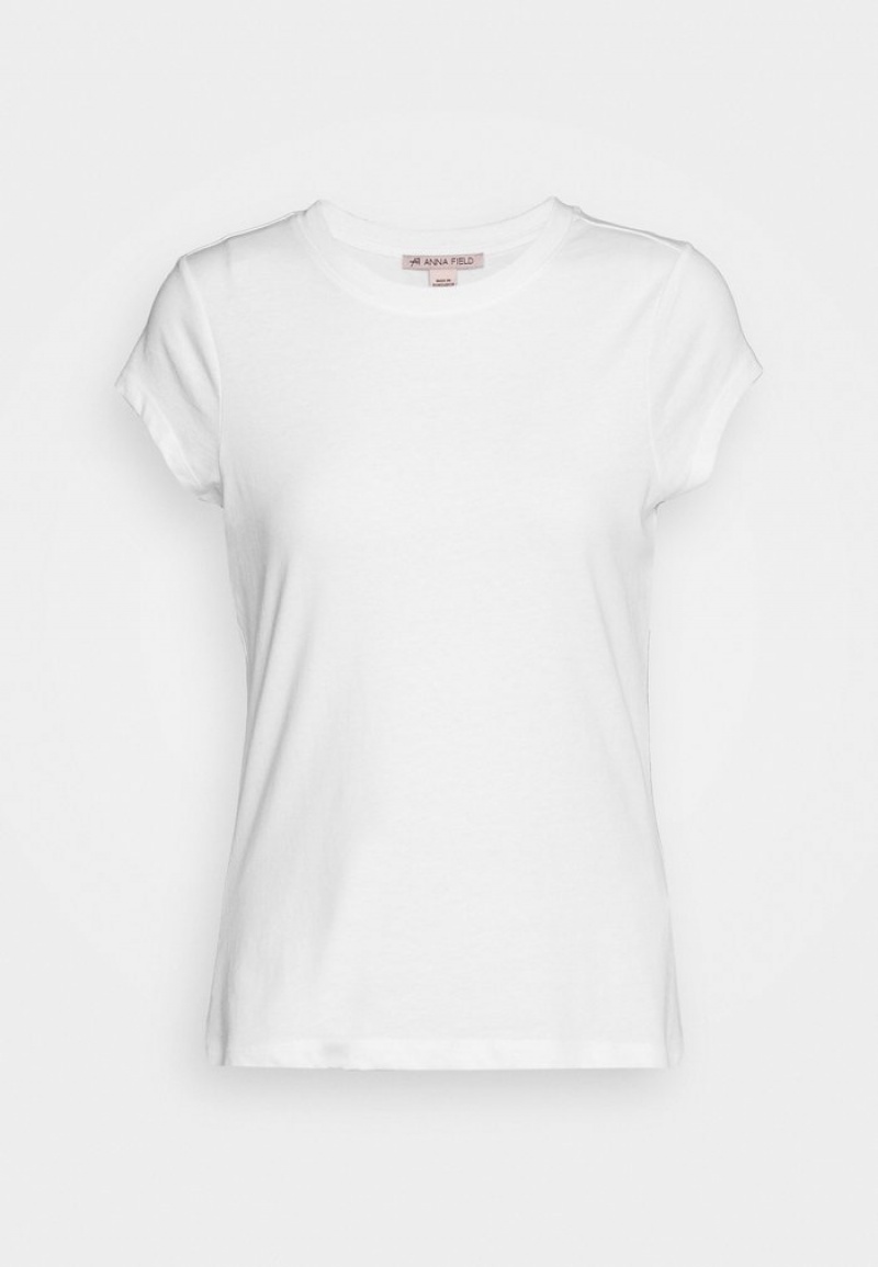 Anna Field Wholesale Basic T-Skjorte Dame Hvite | NO-NMDIL-9573