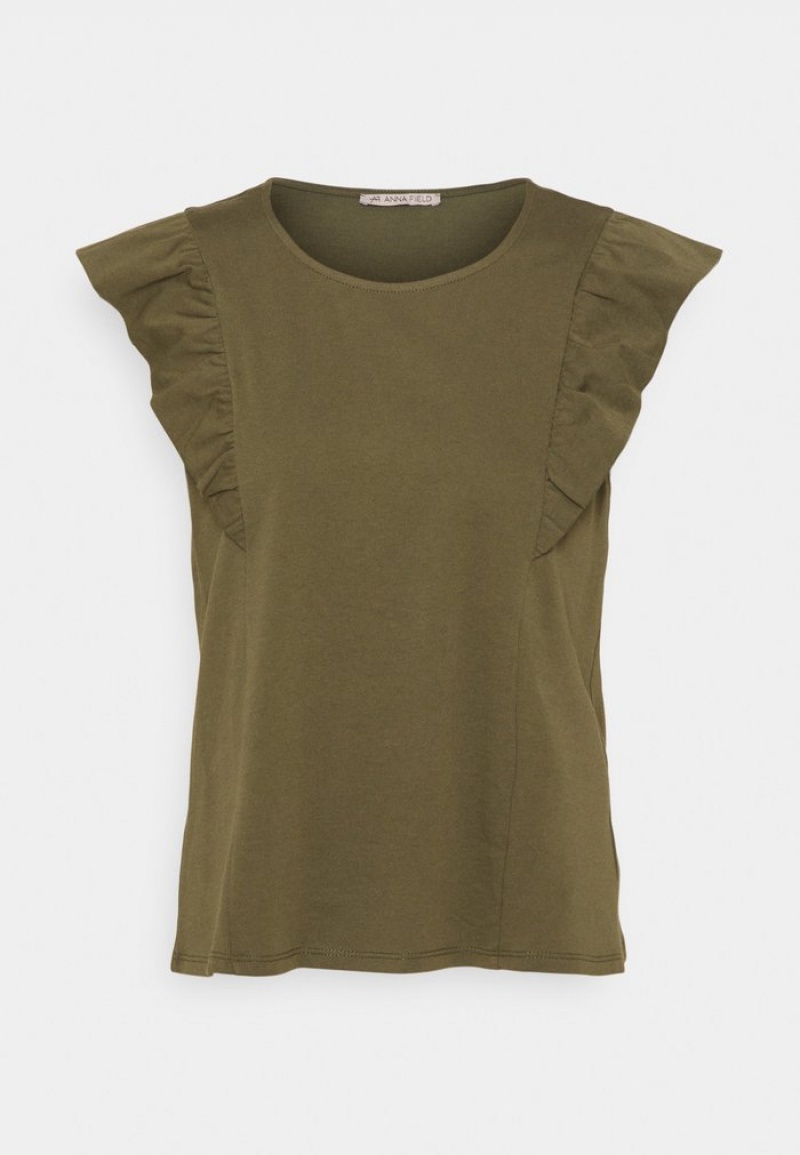 Anna Field Wholesale Basic T-Skjorte Dame Khaki | NO-EISFO-6158