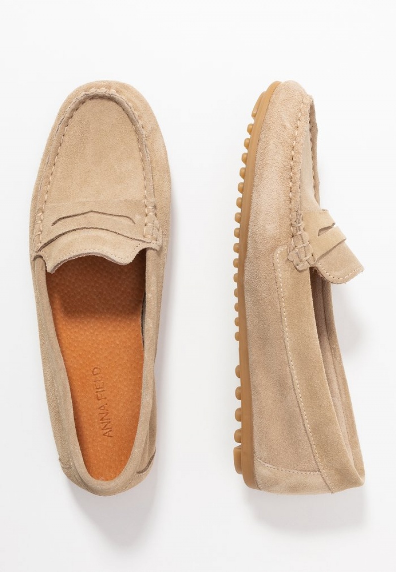 Anna Field Wholesale Leather Moccasins Lave Sko Dame Beige | NO-GUHAT-6134